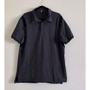 Lululemon Precision Polo Shirt Short Sleeve XL Heather Gray Black Tennis Golf